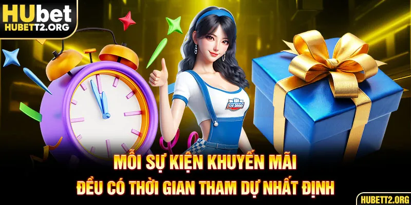 Mỗi sự kiện đều có thời gian tham dự nhất định